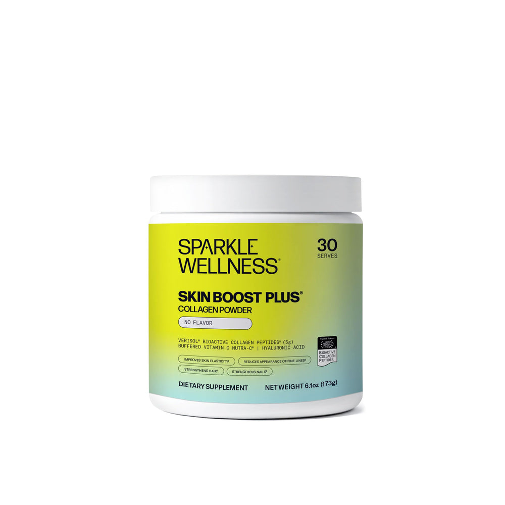 Sparkle Wellness VERISOL collagen bottle front highlighting skin, hair and nails support.