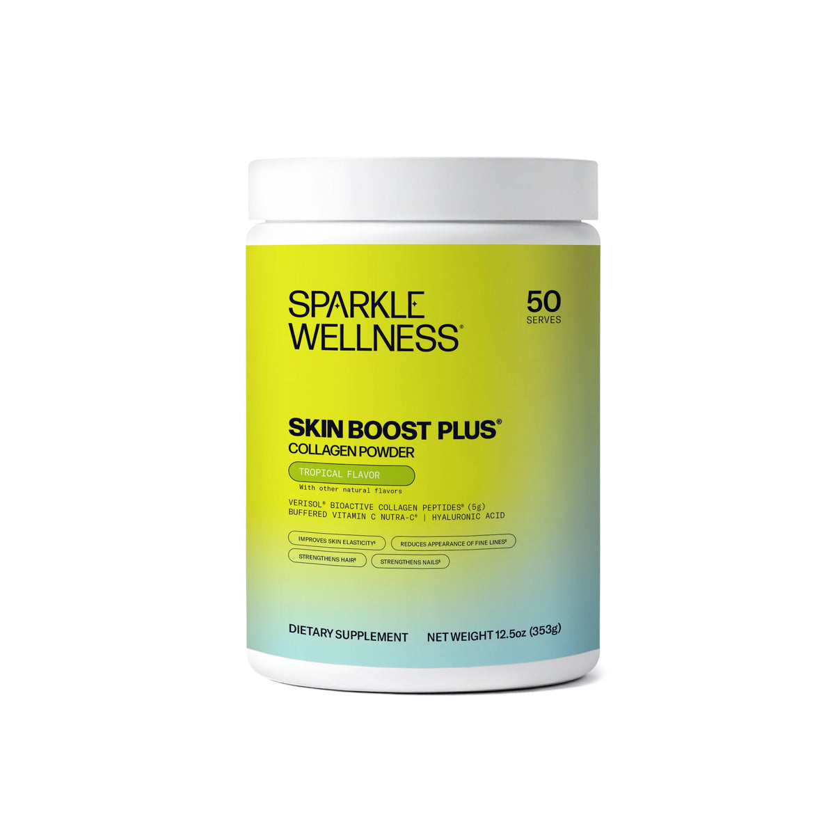 Sparkle Wellness VERISOL collagen powder tropical bottle ready for daily skin support.