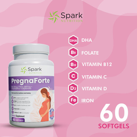 Pregnaforte capsule closeup showing individual prenatal vitamins