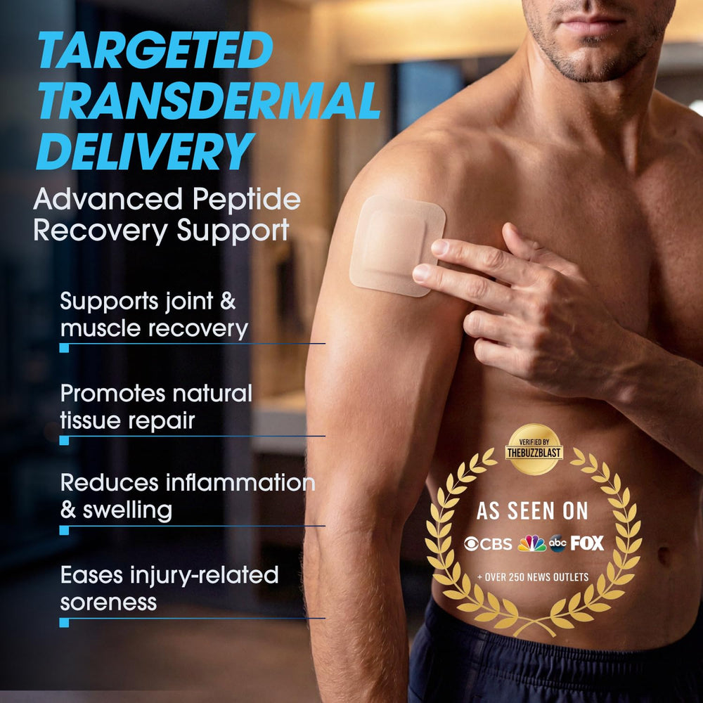 SpartaLife peptide-patch-on-arm-application demonstrates easy skin application for convenient recovery.