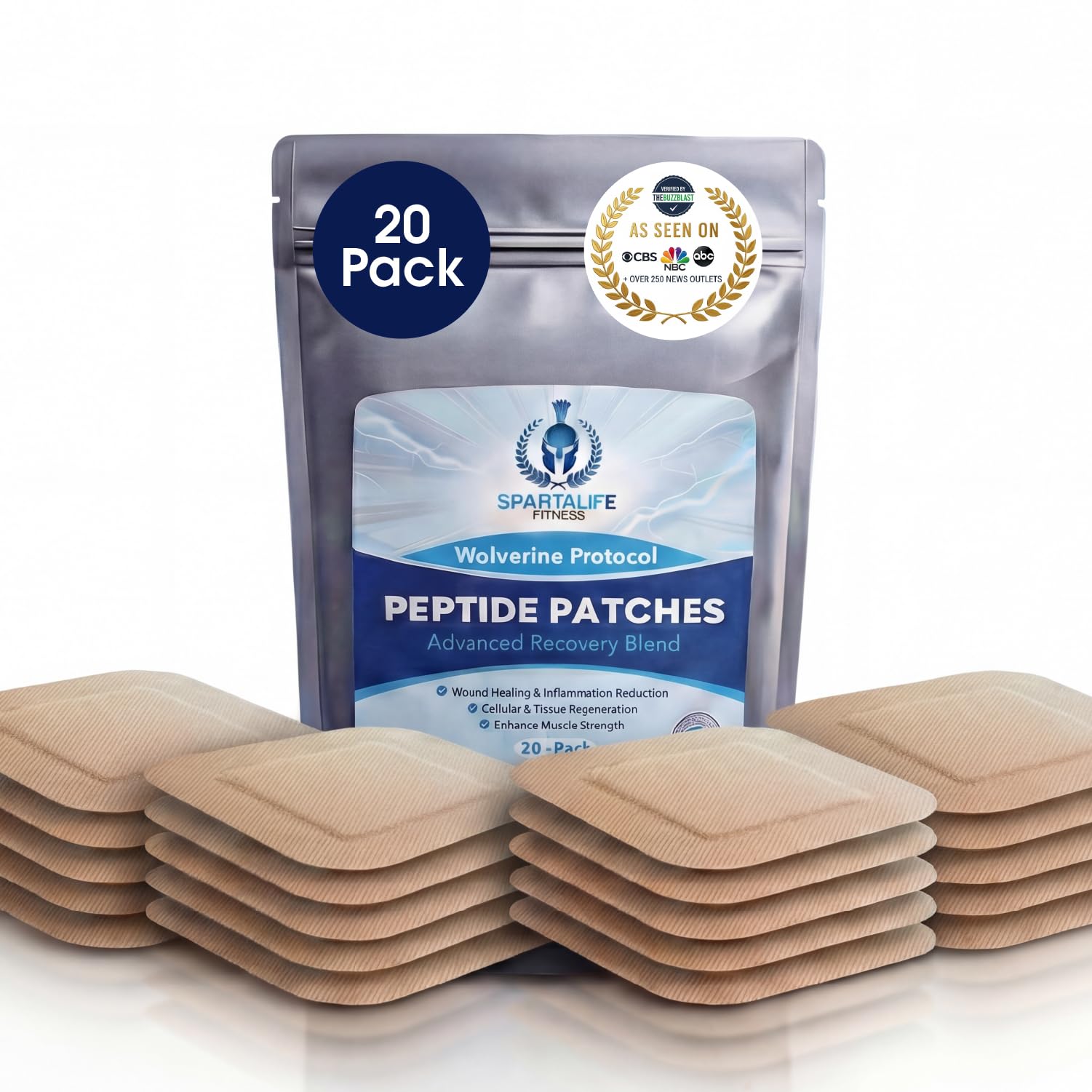 SpartaLife Peptide Recovery Patch pack front view for post-workout support.