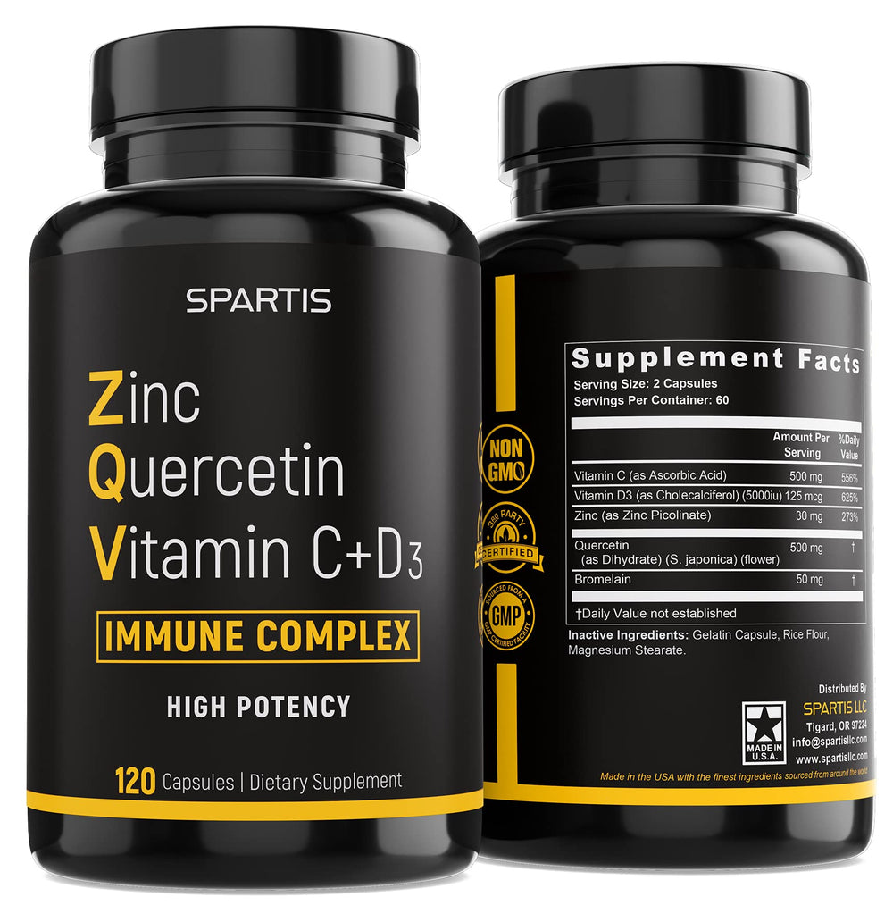 SPARTIS zinc quercetin bottle front view for immune support