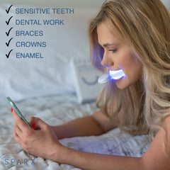 SPARX dual LED light therapy enhances whitening at home