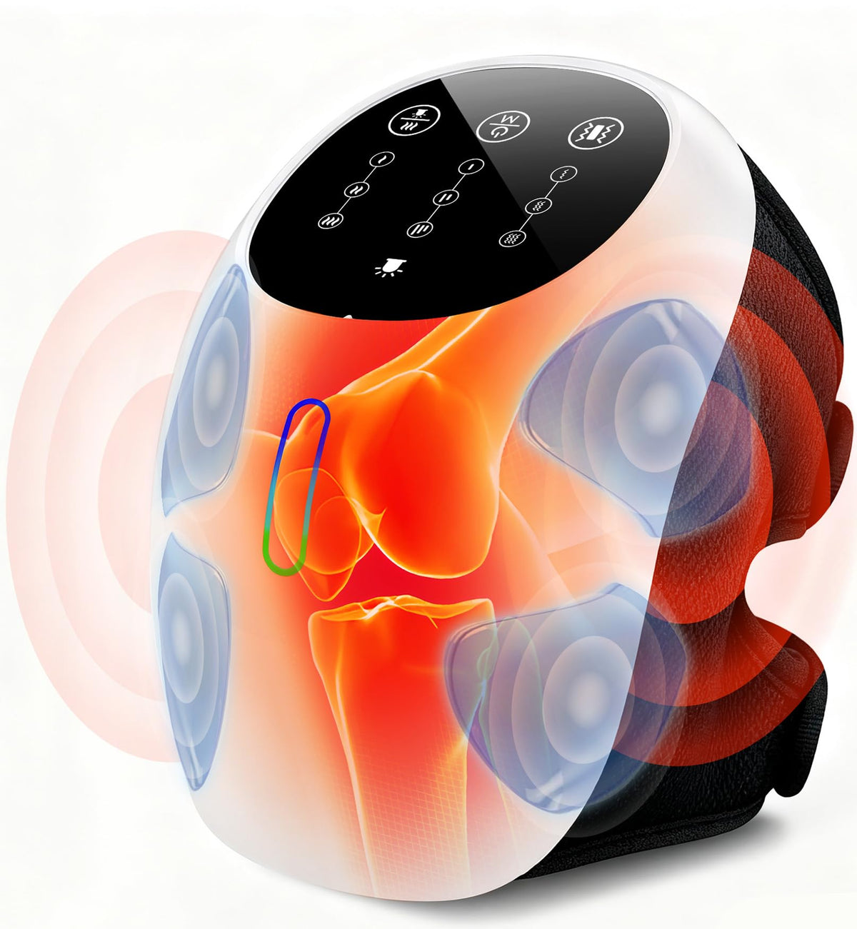 SPATOES cordless 360° knee massager provides full knee coverage for deep comfort.