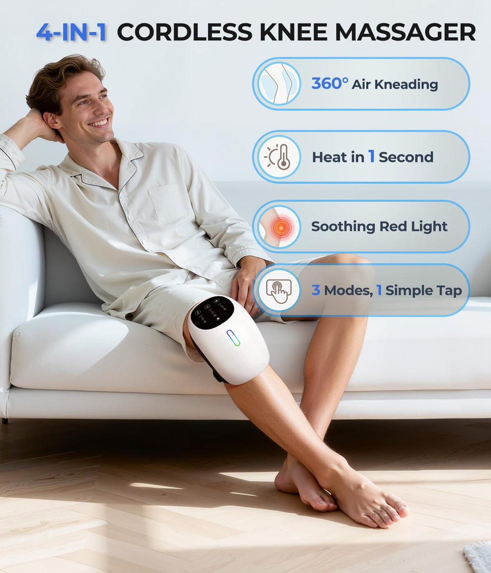 SPATOES knee massager with 1-second heat and red light delivers quick warmth.