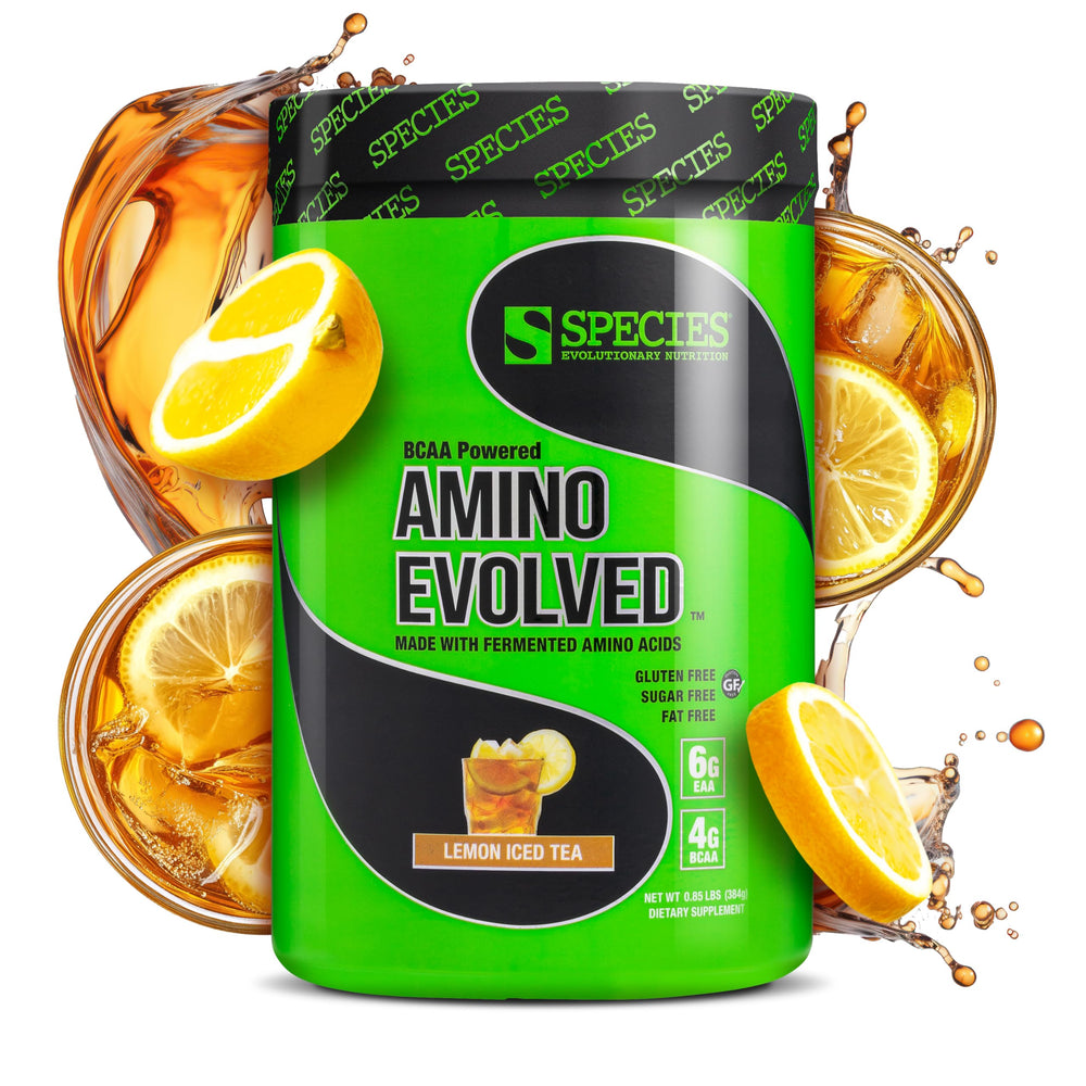Species Nutrition Amino Evolved bottle-front view showing a performance-focused workout supplement
