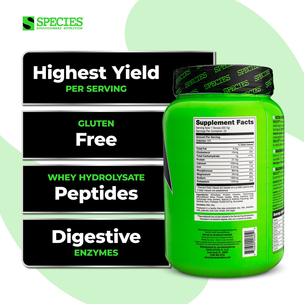 Species Nutrition Isolyze pumpkin spice label closeup highlights no added sugar