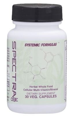 SpectraOne bottle label highlights organic, plant-based vitamins for daily nutrient support.