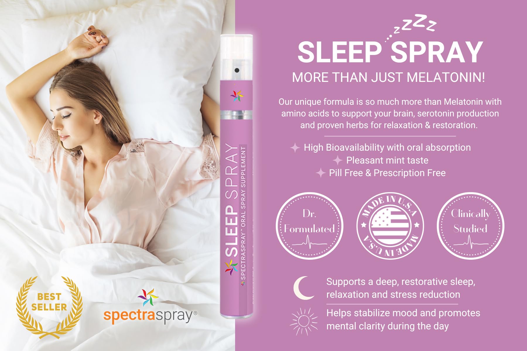 Spectraspray xylitol-sweetened formula image highlighting sugar-free option for evenings.