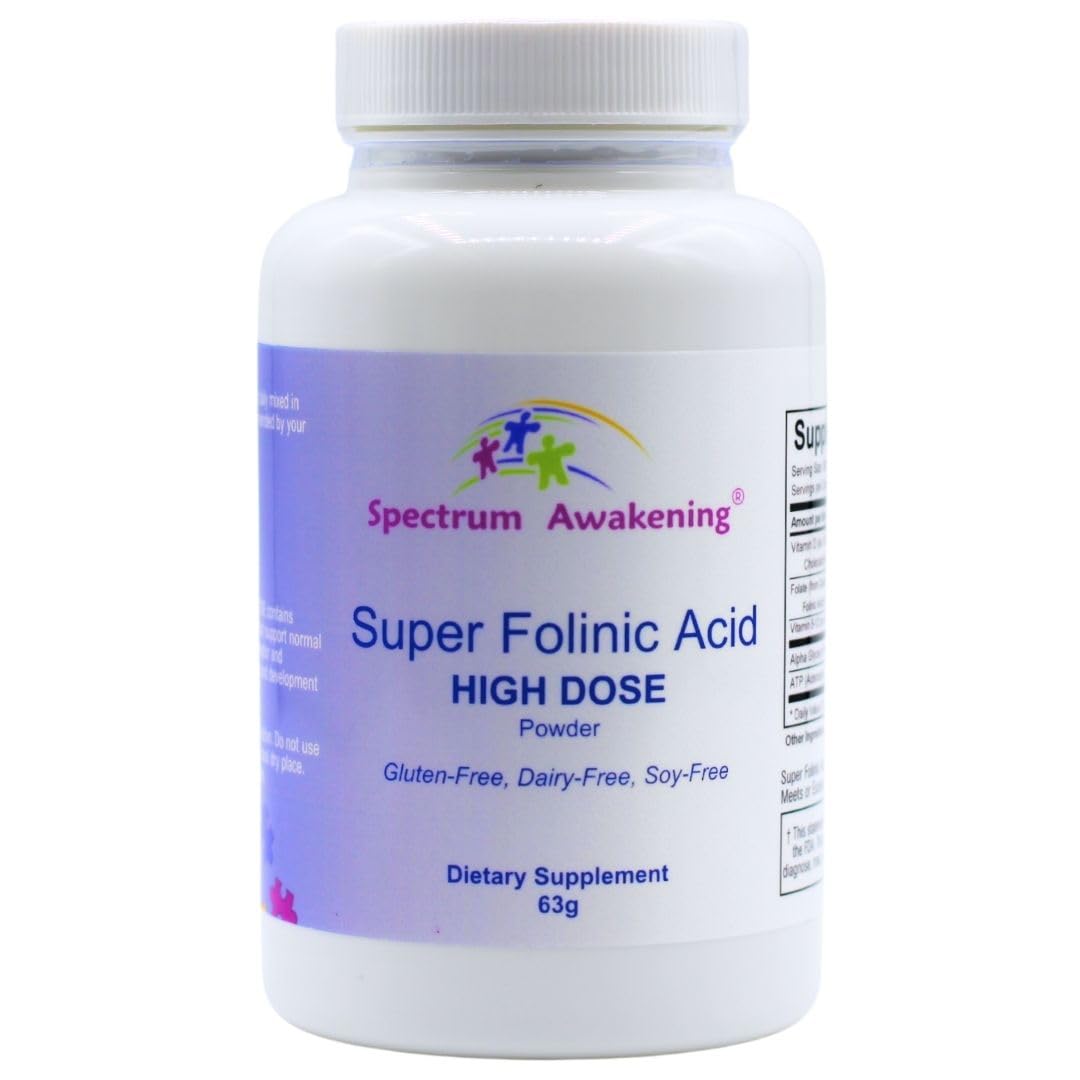 Spectrum Awakening Super Folinic Acid high-dose powder in a jar may support daily development for kids.