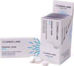 Speed Labs 50mg caffeinated energy gum mint for fast focus on the go.