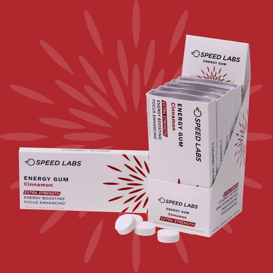 Speed Labs Cinnamon Extra Strength pack back reveals nutrition and caffeine details.