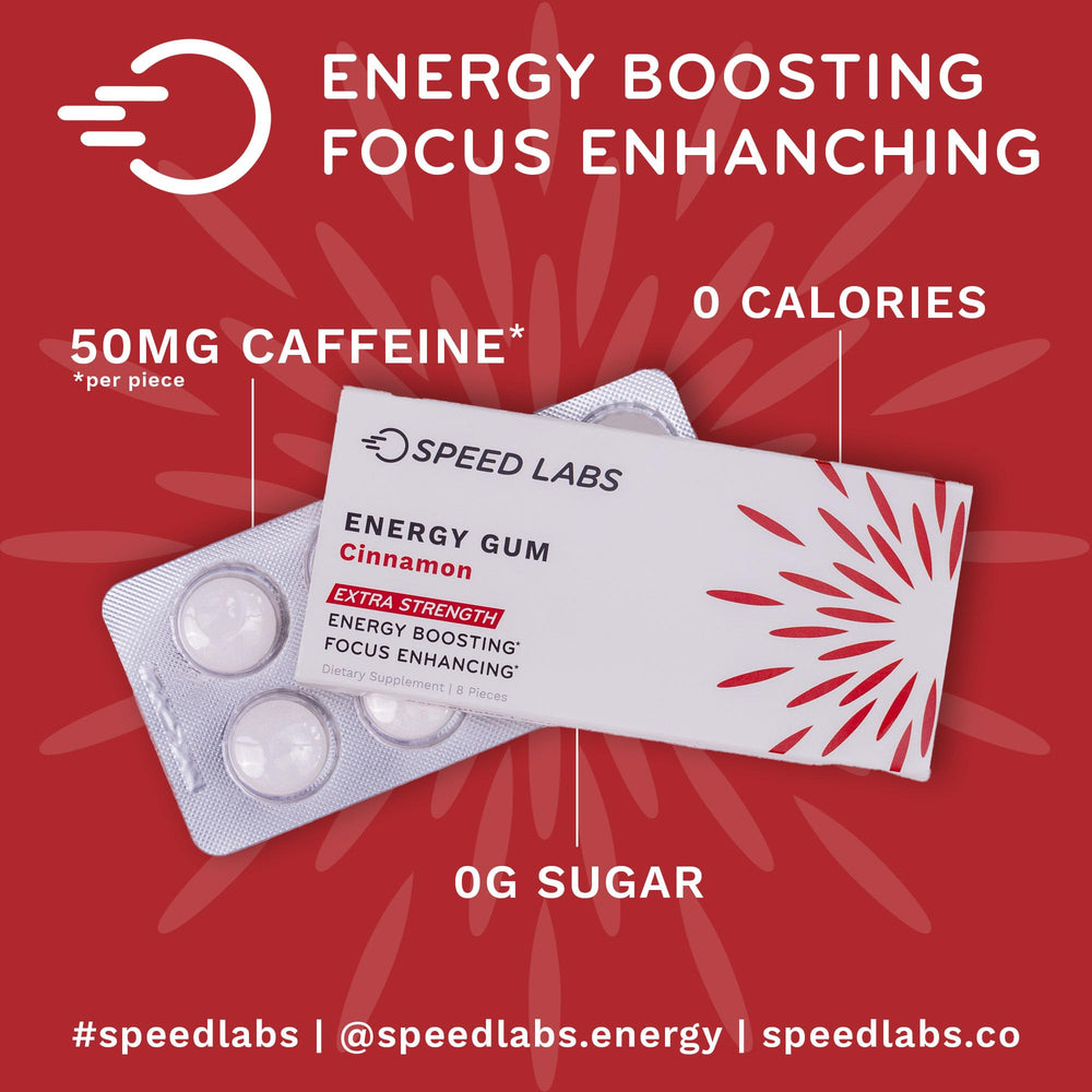 Speed Labs Cinnamon gum piece with fast-acting texture for easy chewing.