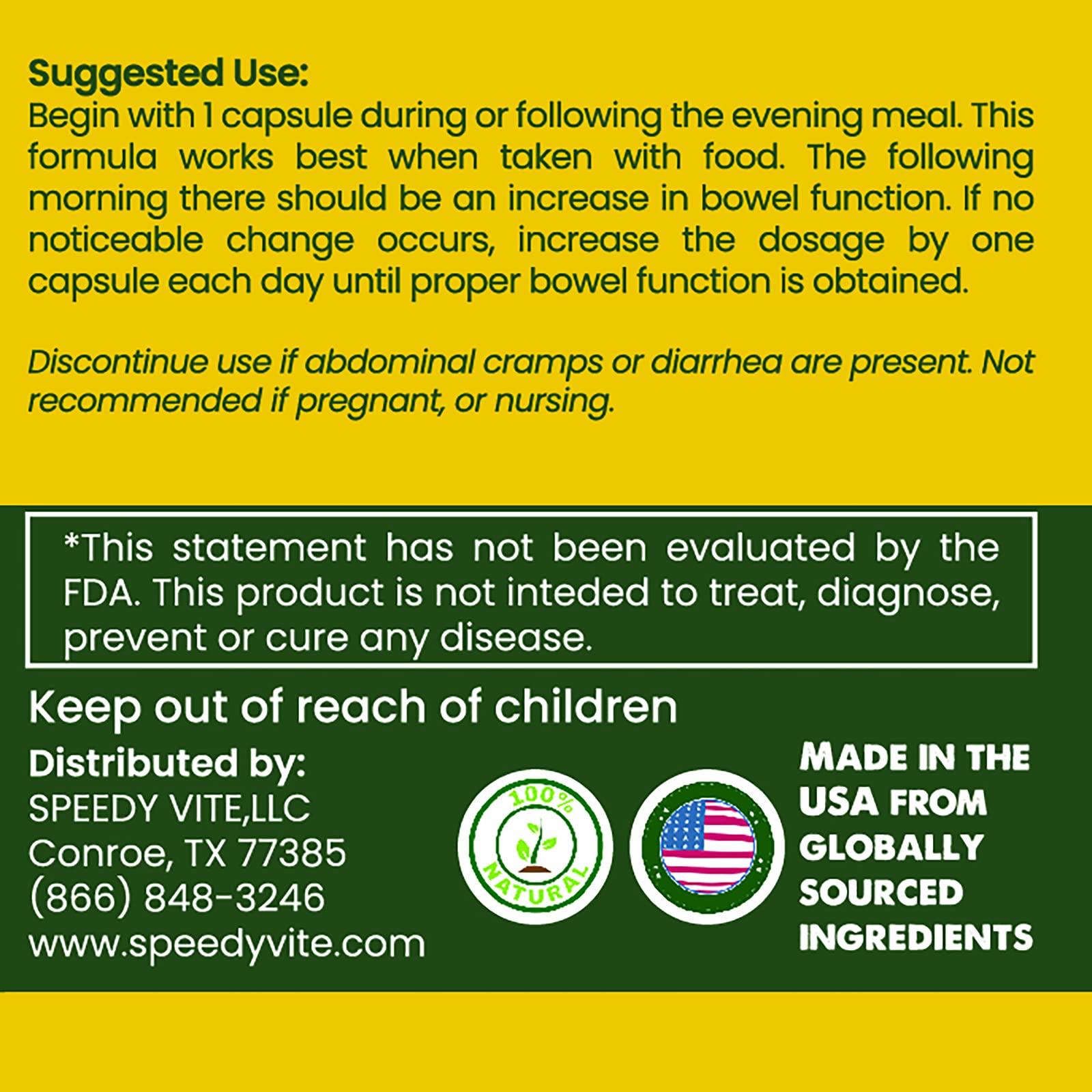 Illustrated list of organic ingredients used in SpeedyVite Happy Colon.