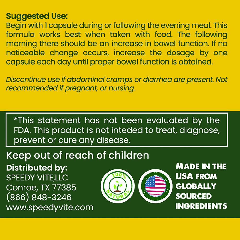 Illustrated list of organic ingredients used in SpeedyVite Happy Colon.