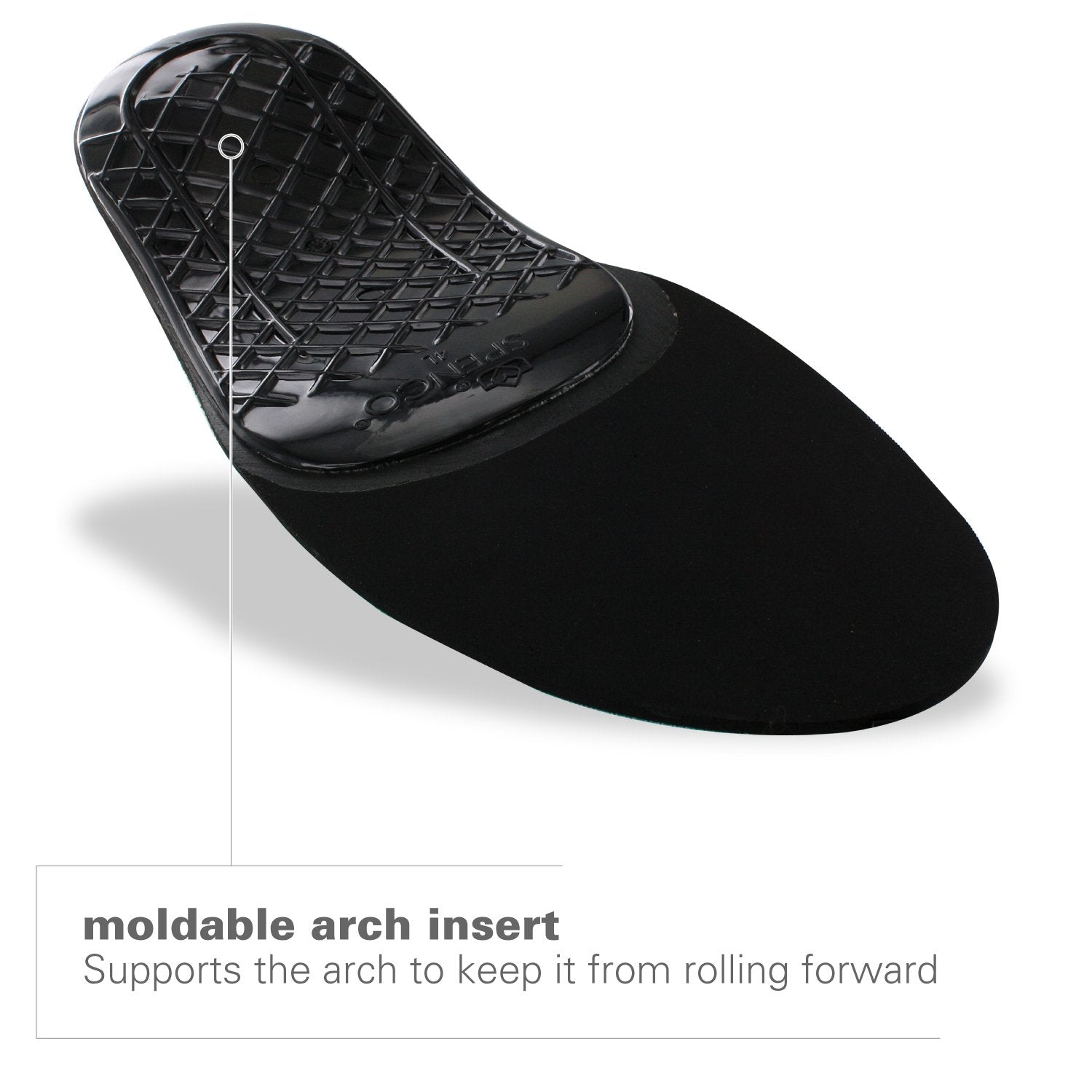 Spenco Rx SpenCore cushioning layer delivers spring-like shock absorption for active days.