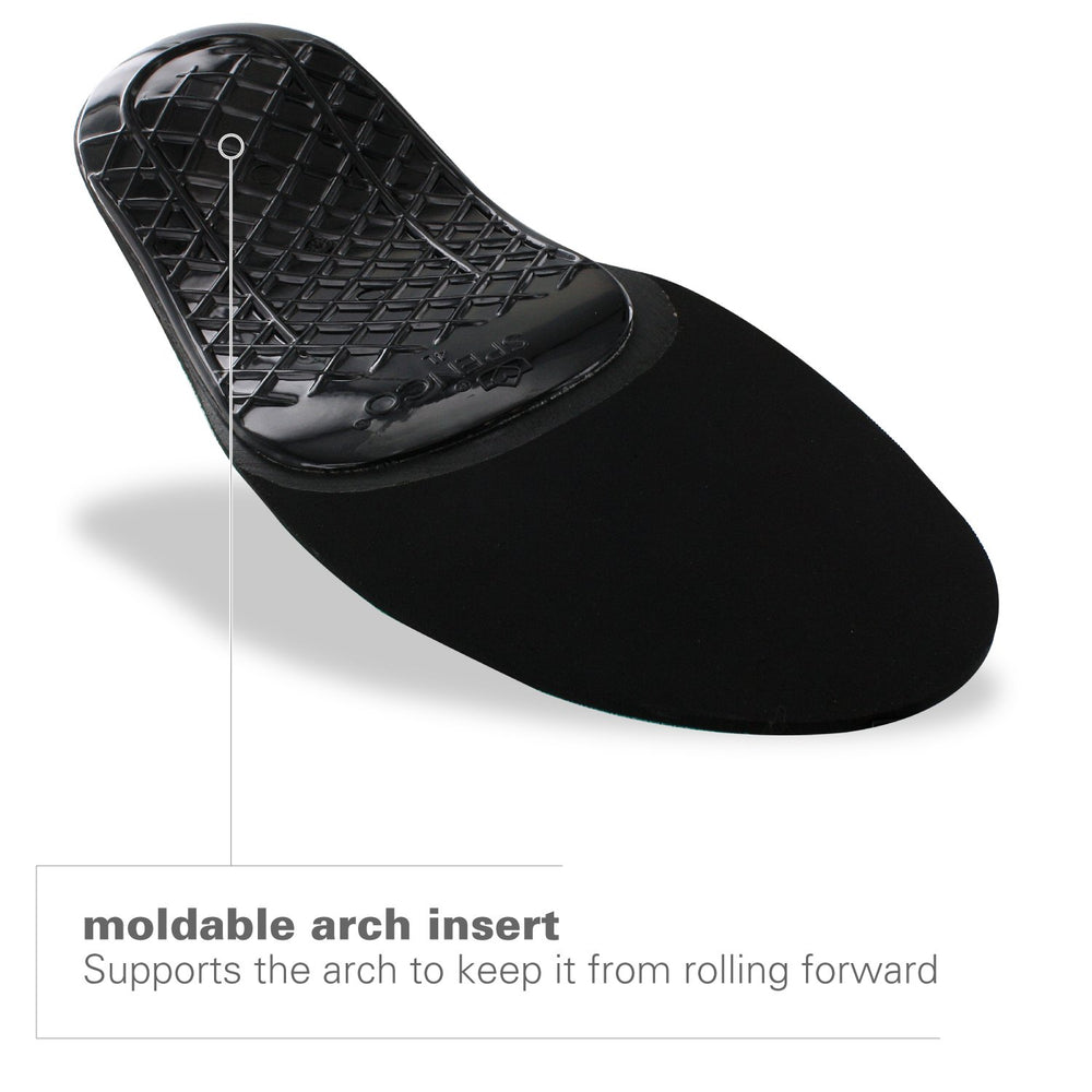 Spenco Rx SpenCore cushioning layer delivers spring-like shock absorption for active days.