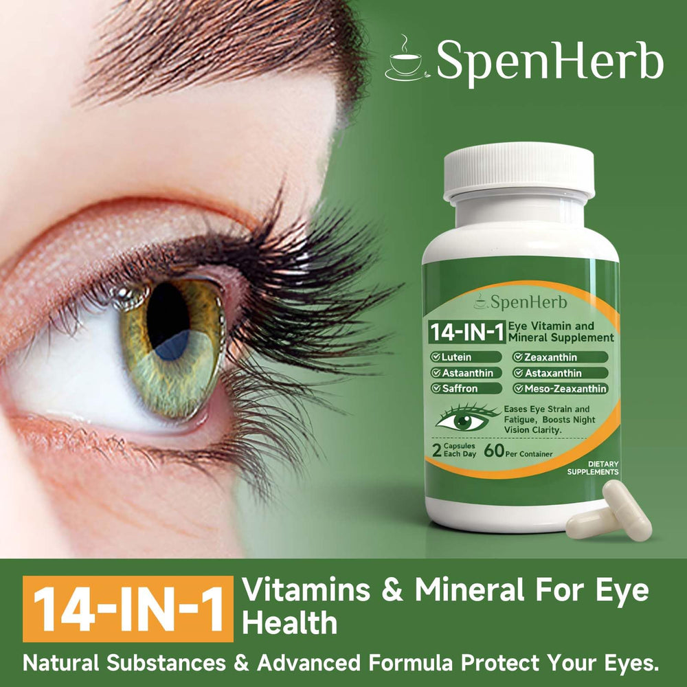 SpenHerb 14-in-1 formula highlighting broad eye health support