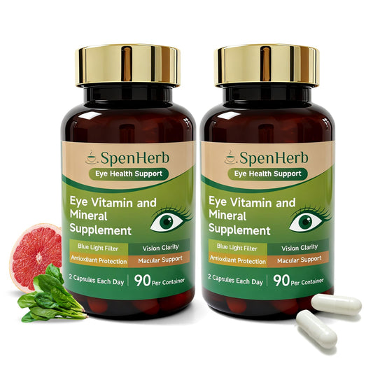 SpenHerb Eye Vitamin bottle front view highlights eye health support.