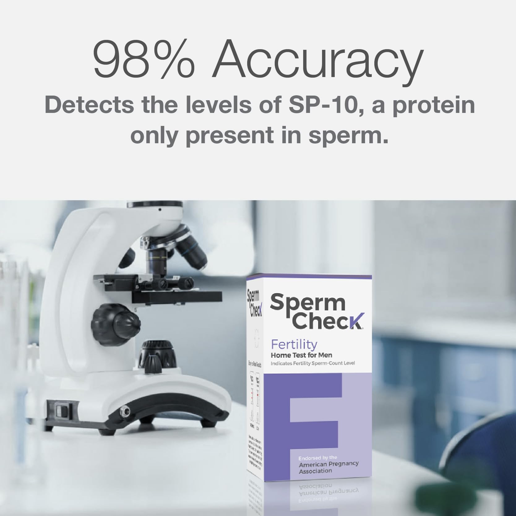 SpermCheck instruction card beside packaging for quick setup.
