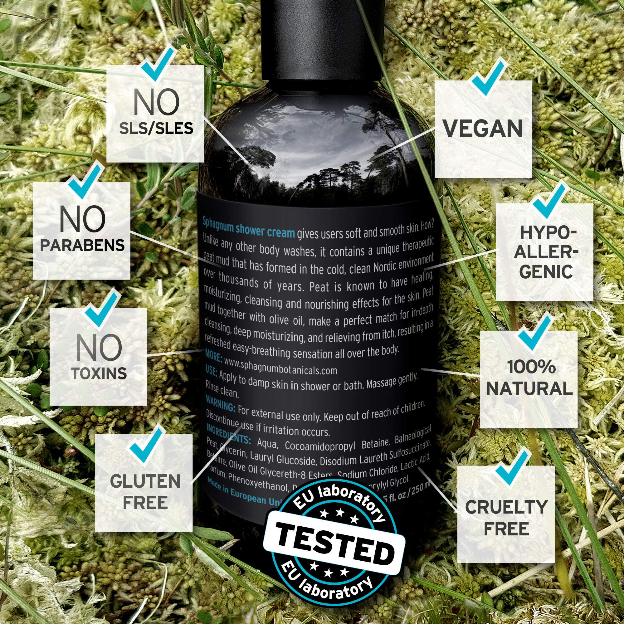 Sphagnum Botanicals olive oil droplet emphasizes skin nourishment