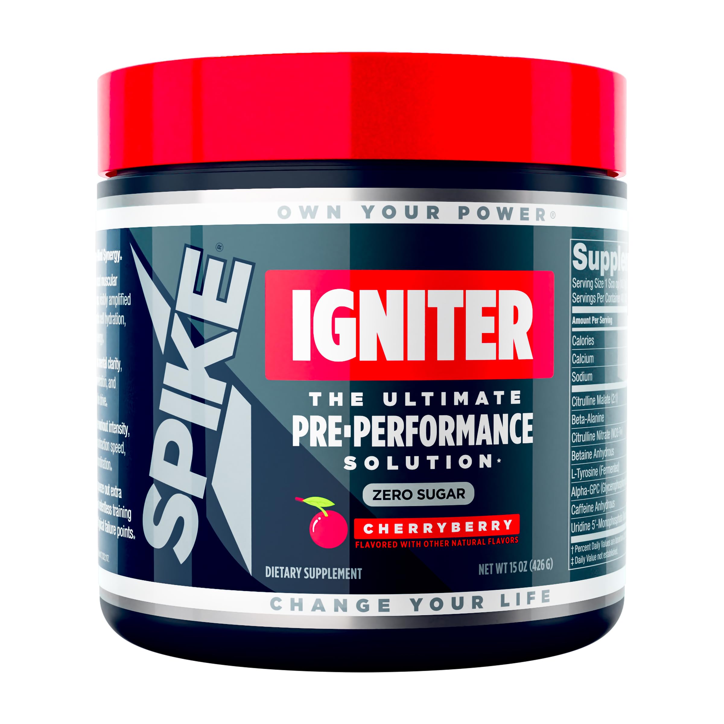 Spike Igniter Hardcore Energy CherryBerry bottle front showing bold flavor and energy potential