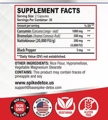 Spike Protein Detox bottle label close-up with 3-in-1 formula.