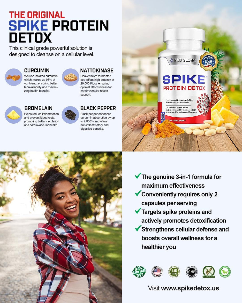 Spike Protein Detox bromelain 500mg portion shows potency.