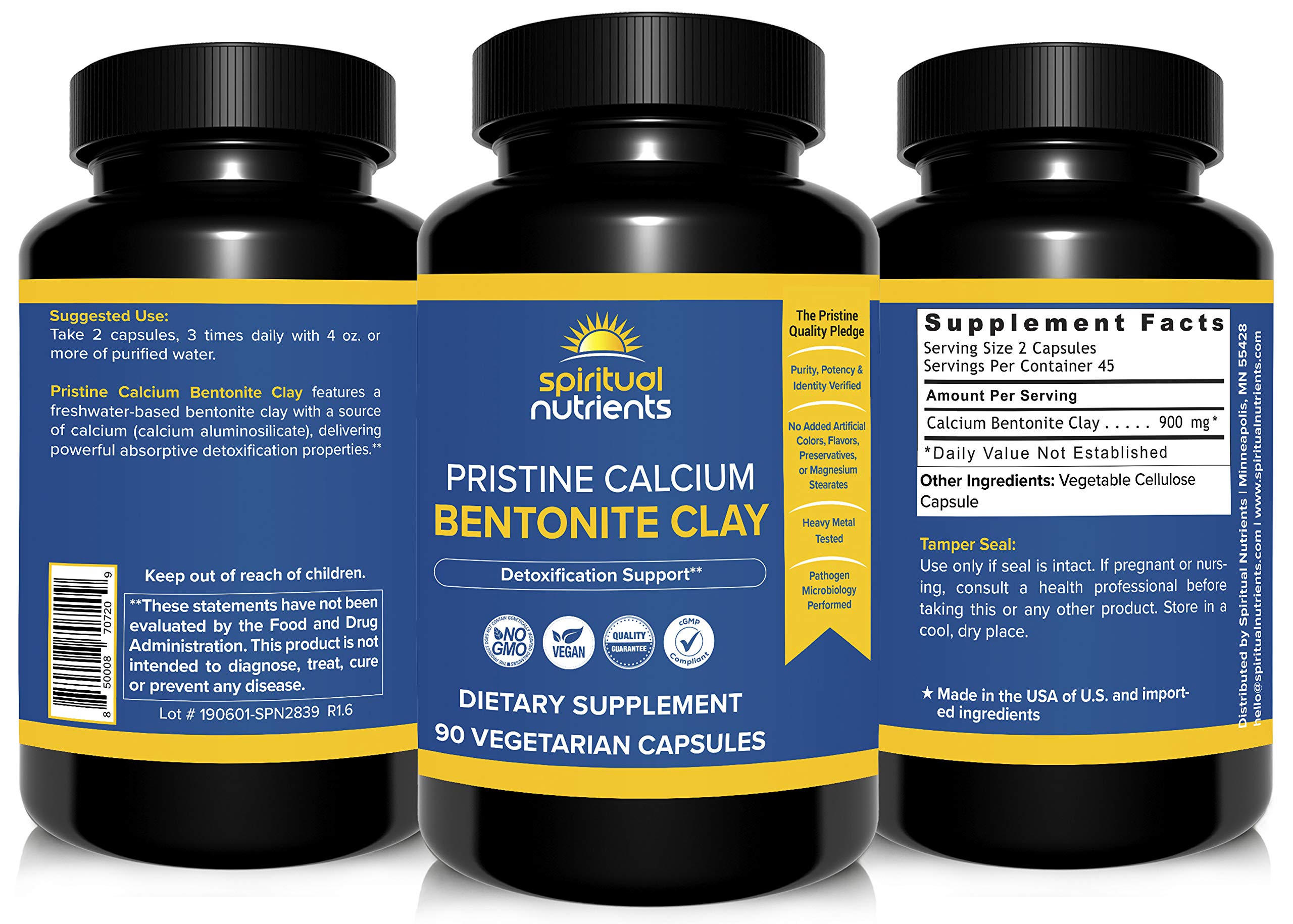 Close-up label of Spiritual Nutrients Pristine clay showing purity