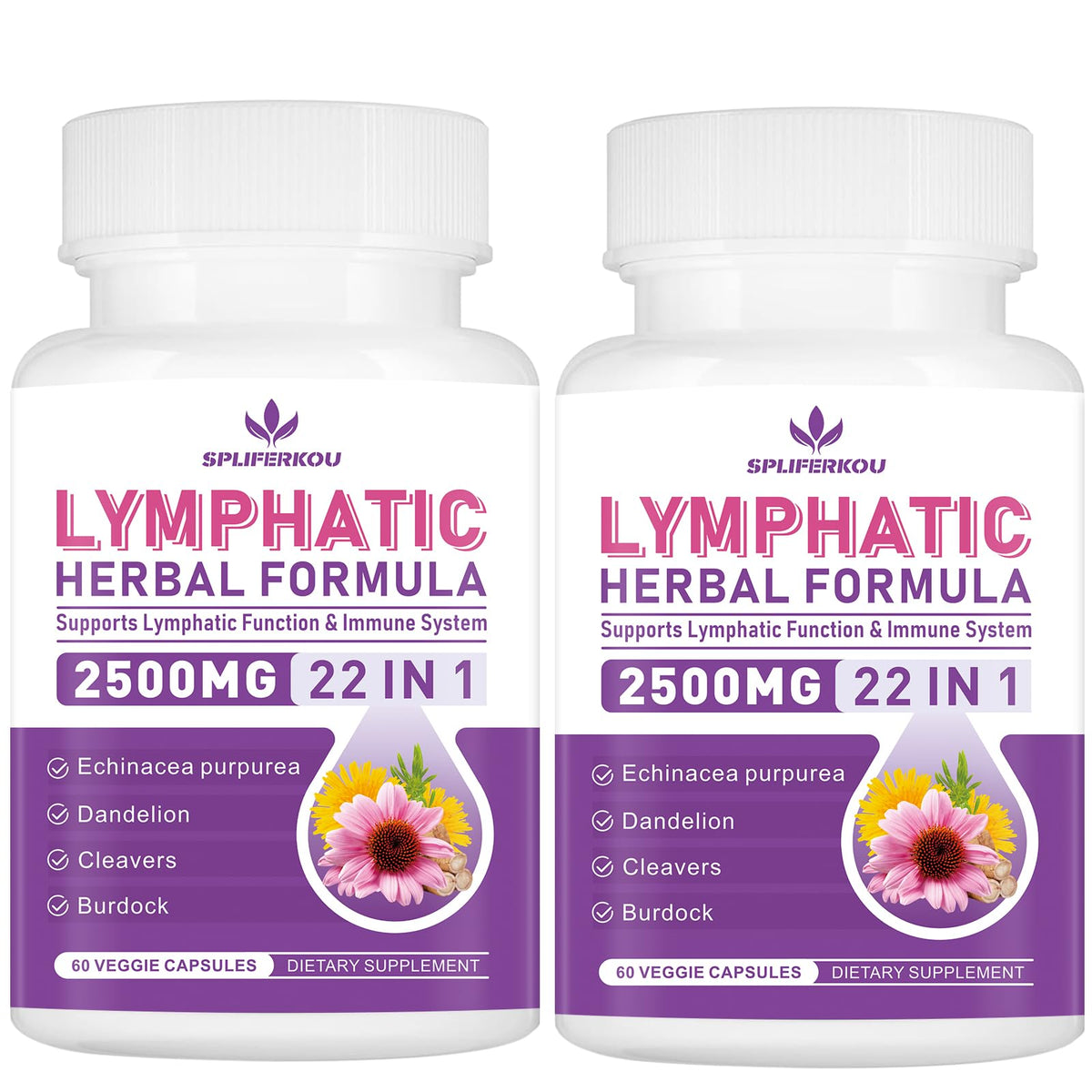 Spliferkou lymphatic drainage capsules in bottle for daily lymphatic support.