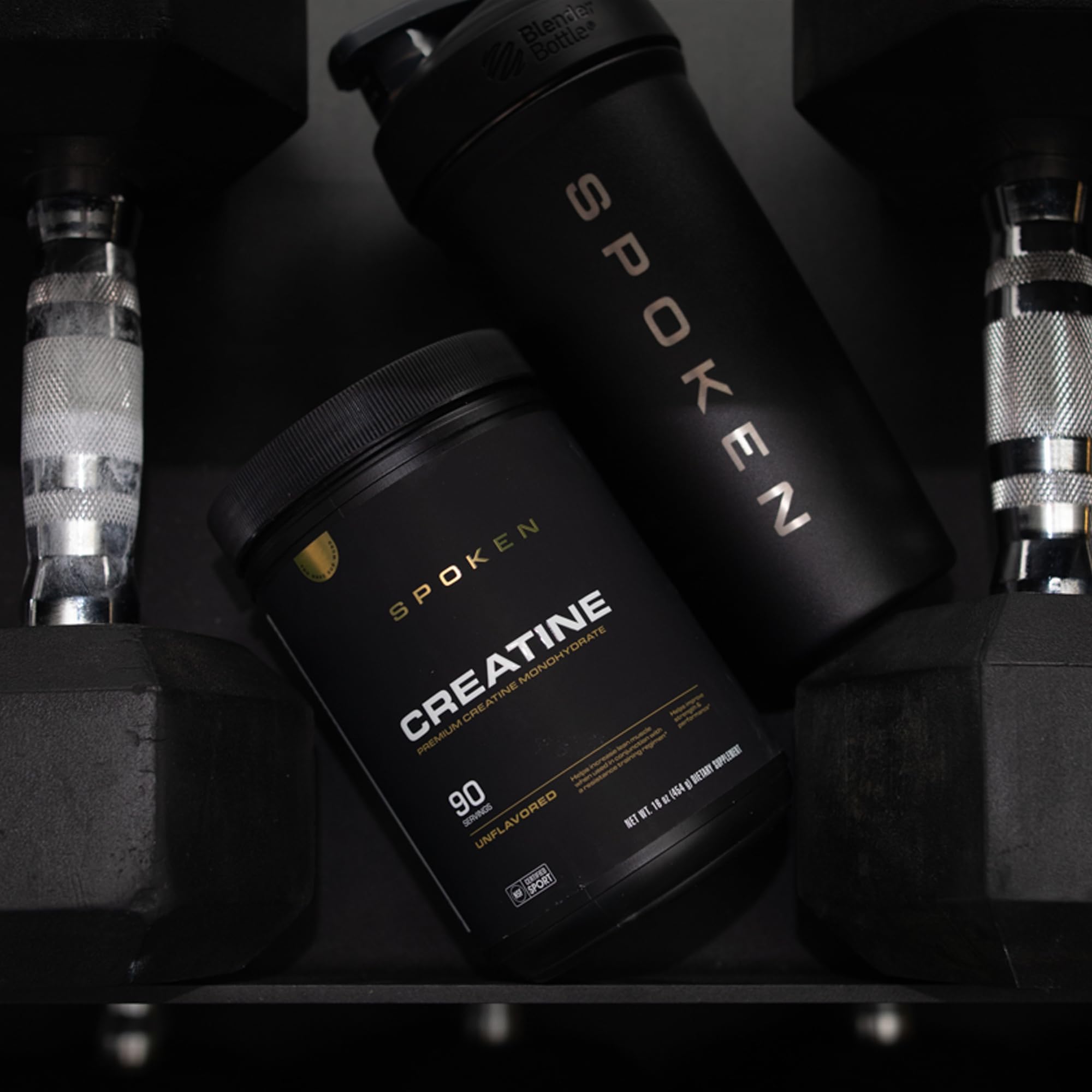 Spoken Creatine Monohydrate scoop demonstrates convenient daily dosage.
