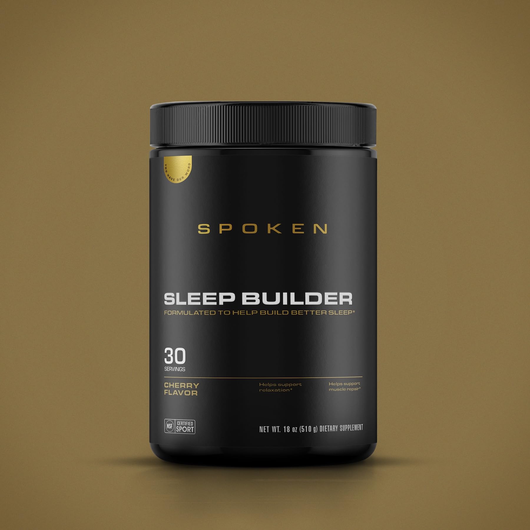 Spoken Nutrition Sleep Builder scoop dispense shows simple measurement for consistent nightly use.