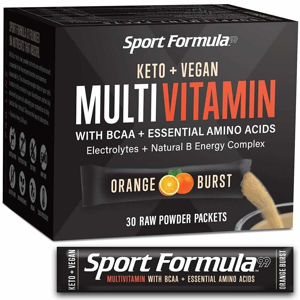 Sport Formula 99 orange mix packet for quick vegan keto daily supplement.