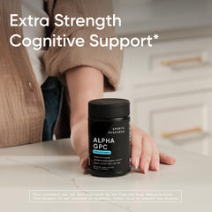 Sports Research Alpha GPC 630mg bottle with cap showing serving size