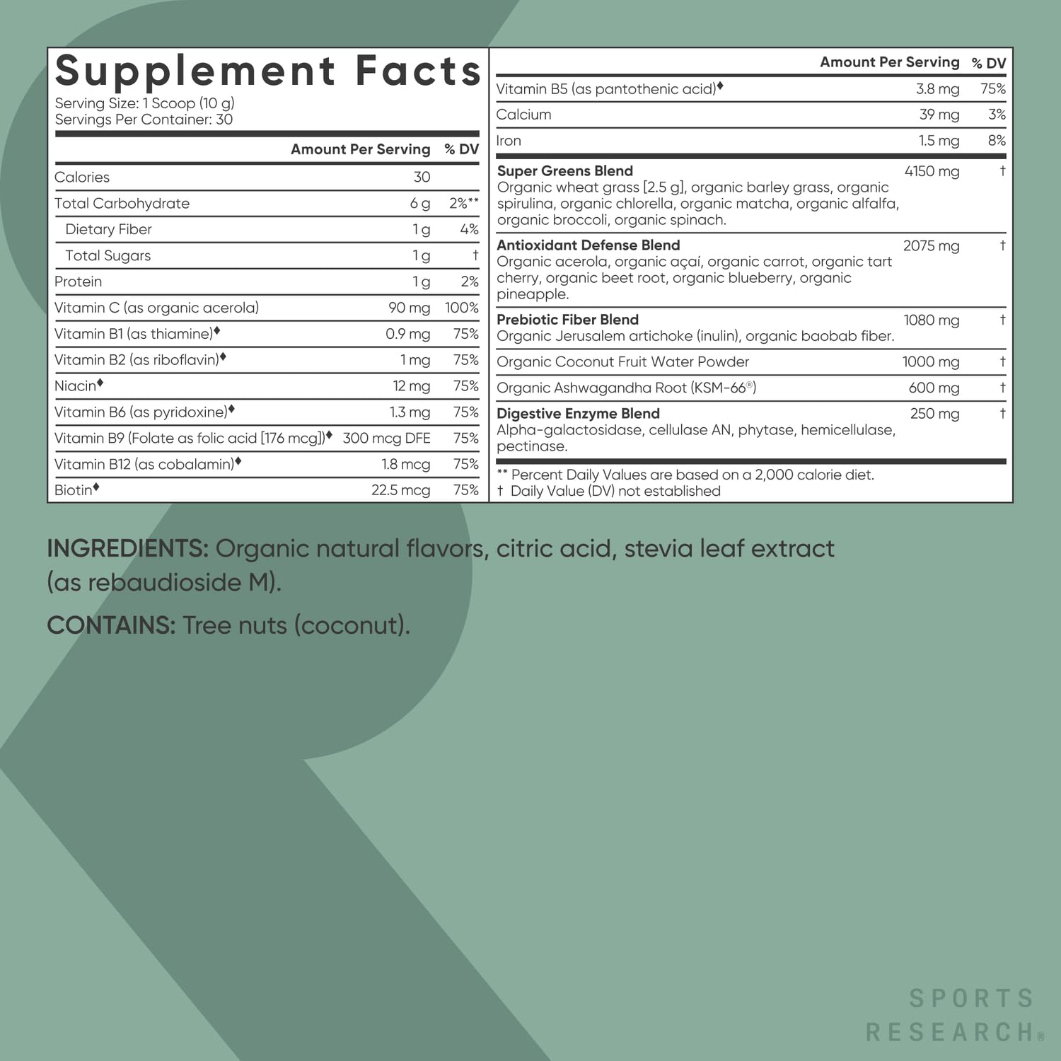 Sports Research B-vitamins and matcha caffeine blend for natural energy