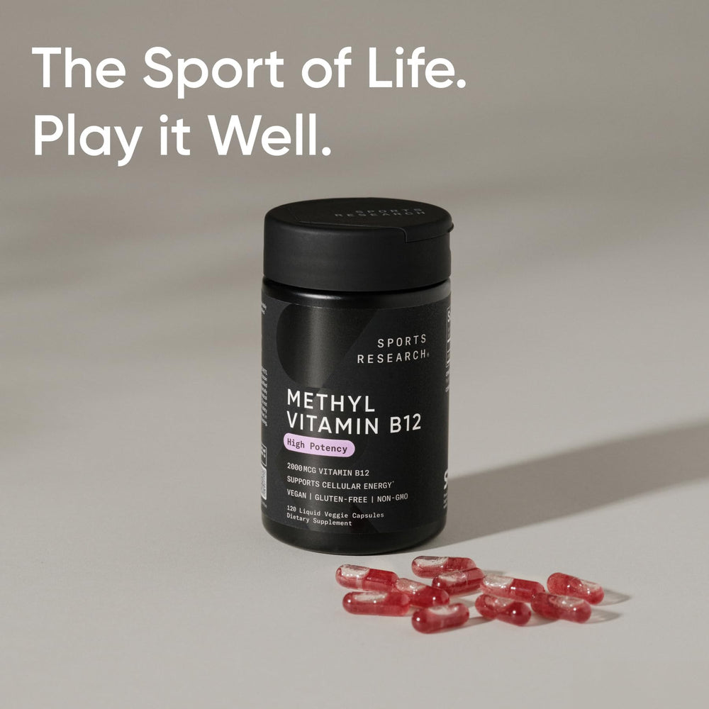 Sports Research B12 gluten-free and soy-free label detail.