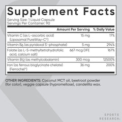 Vitamin C and B vitamin information visible on the Blood Balance packaging.