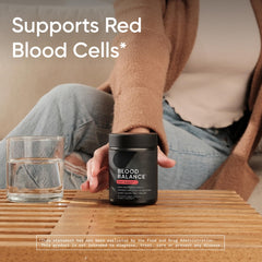 Packaging of Sports Research Blood Balance emphasizes USA-made quality and third-party testing.