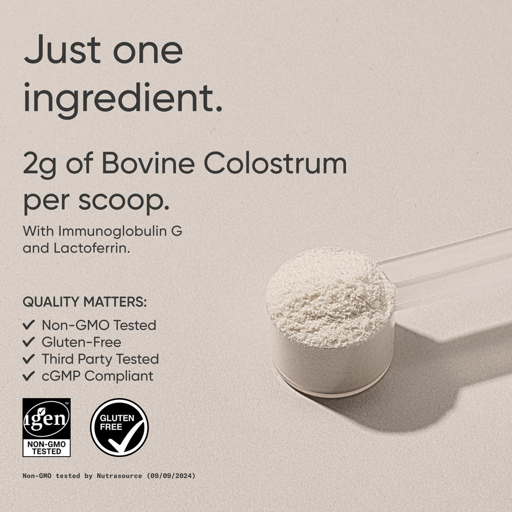 Sports Research Colostrum Powder scoop showing convenient one-scoop serving