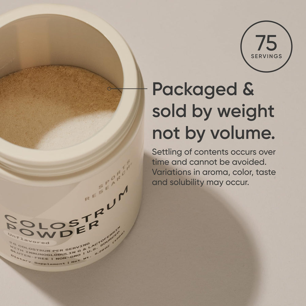 Sports Research Colostrum Powder measuring spoon ready for use