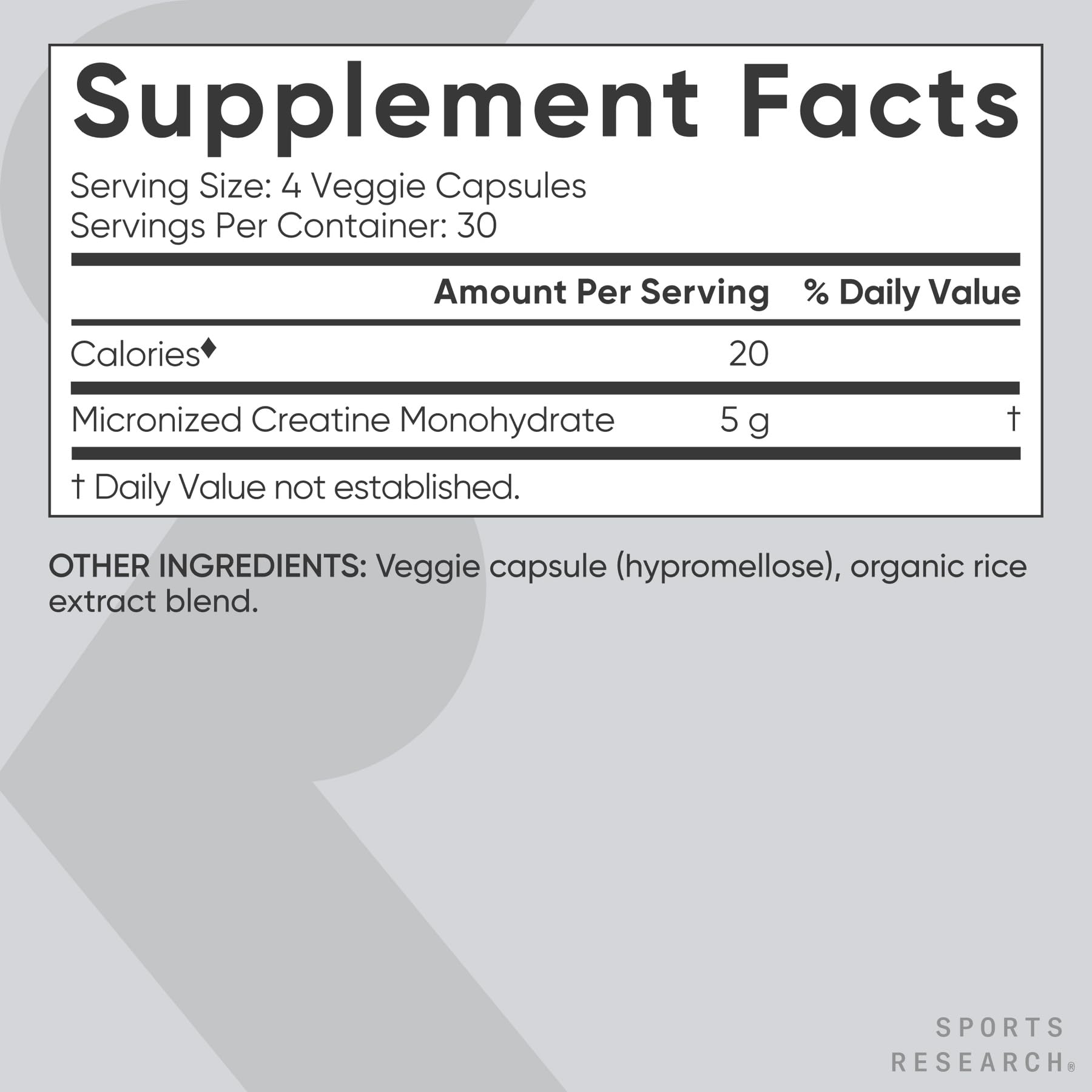 Sports Research Creatine Monohydrate Capsules Informed Sport tested for quality and purity