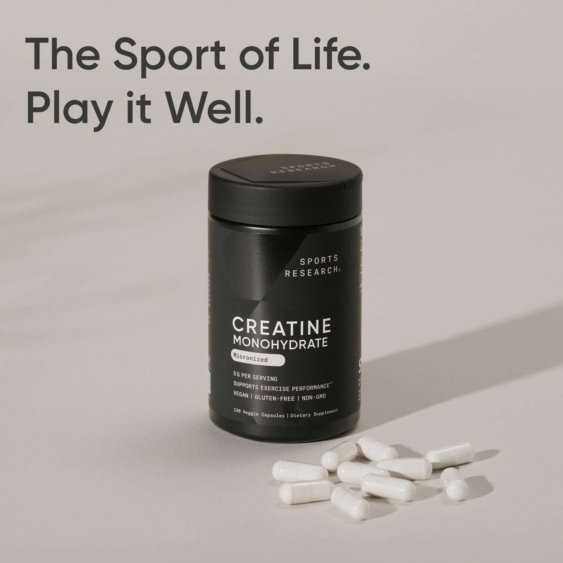 Sports Research Creatine Monohydrate Capsules no artificial ingredients for a clean performance focus