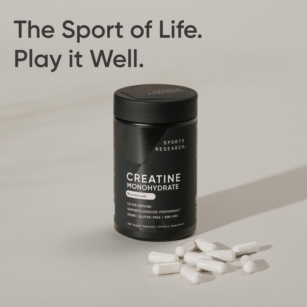 Sports Research Creatine Monohydrate Capsules no artificial ingredients for a clean performance focus