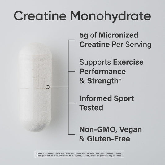 Sports Research Creatine Monohydrate Capsules packaging and easy on-the-go form for workouts