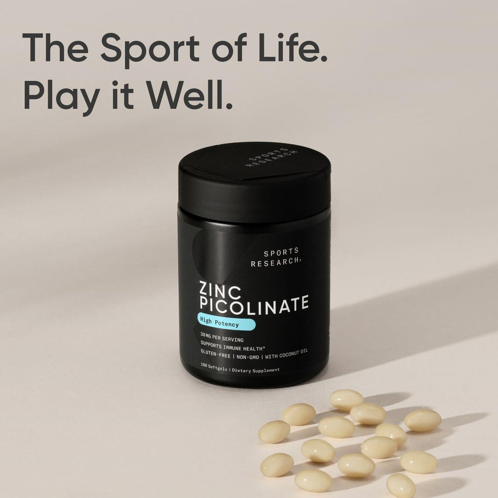 Sports Research zinc picolinate softgel for easy daily use.