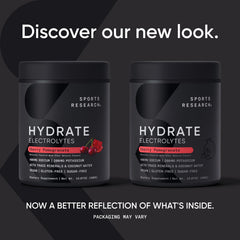 Sports Research Hydrate powder scoop demonstrates precise serving for balanced electrolyte intake.