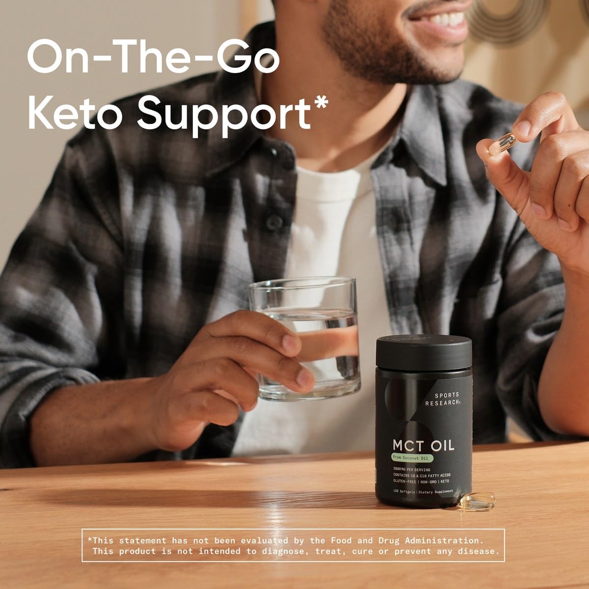 Sports Research Keto-certified badge on label signals clean, verified product