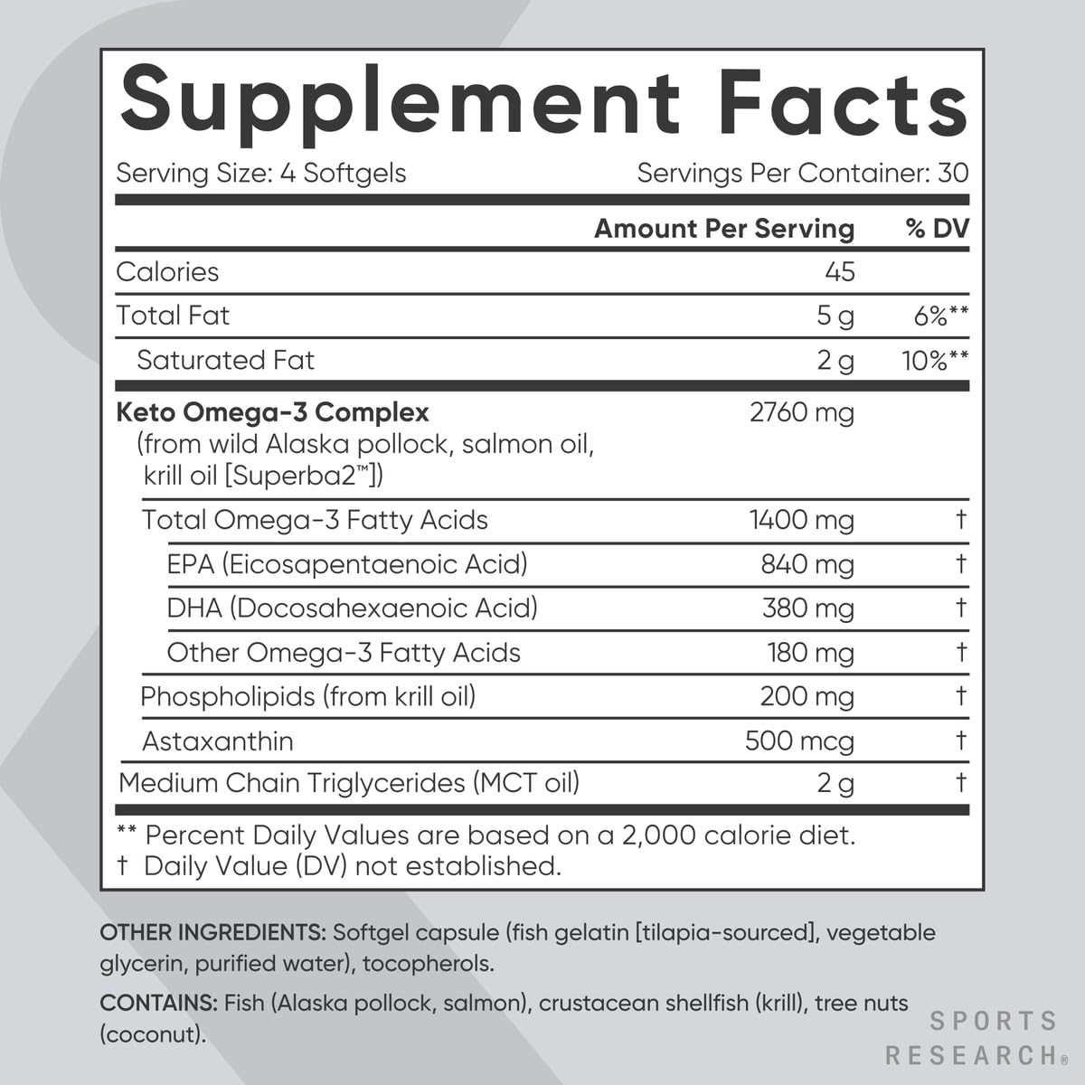 Antarctic krill source in Sports Research Keto Omega with MSC-certified sustainability