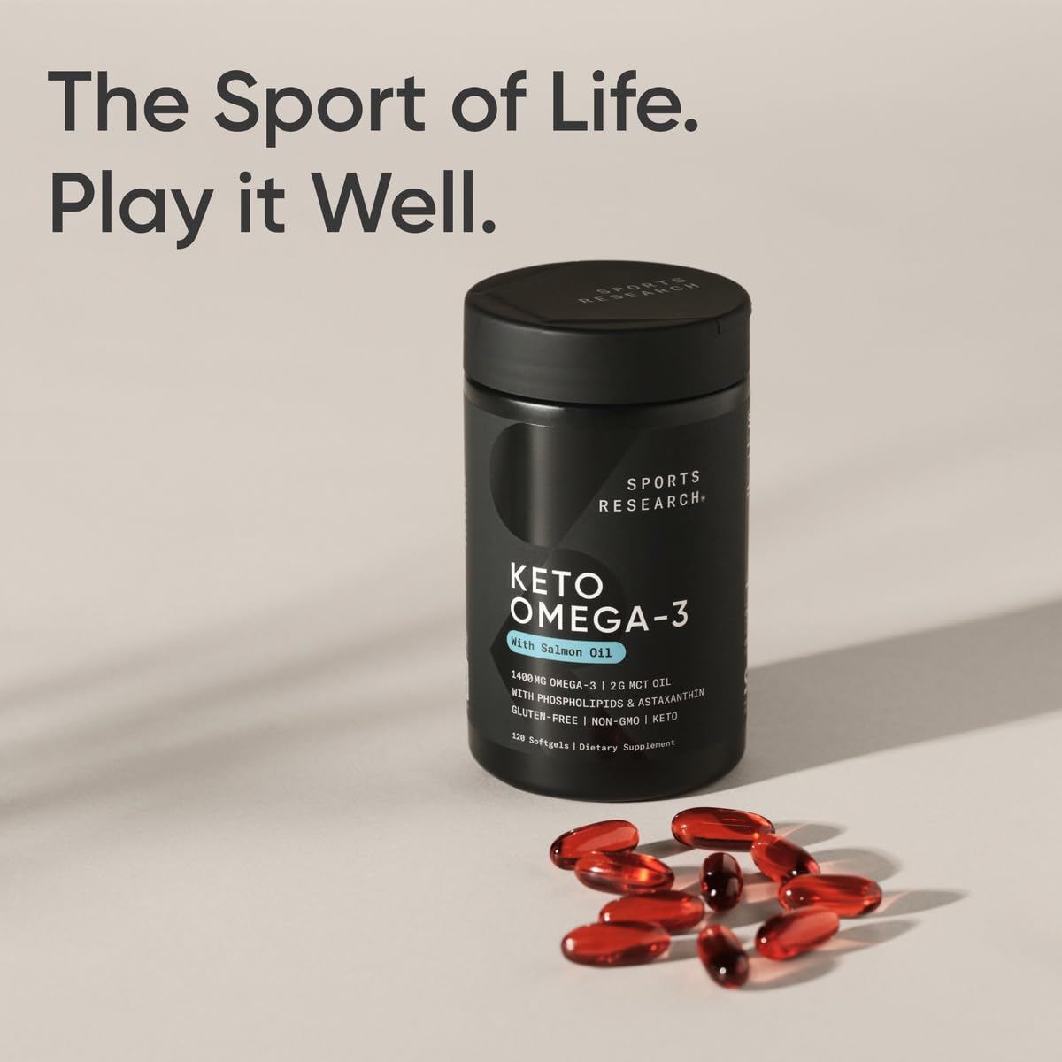 USA-made label indicating production of Sports Research Keto Omega