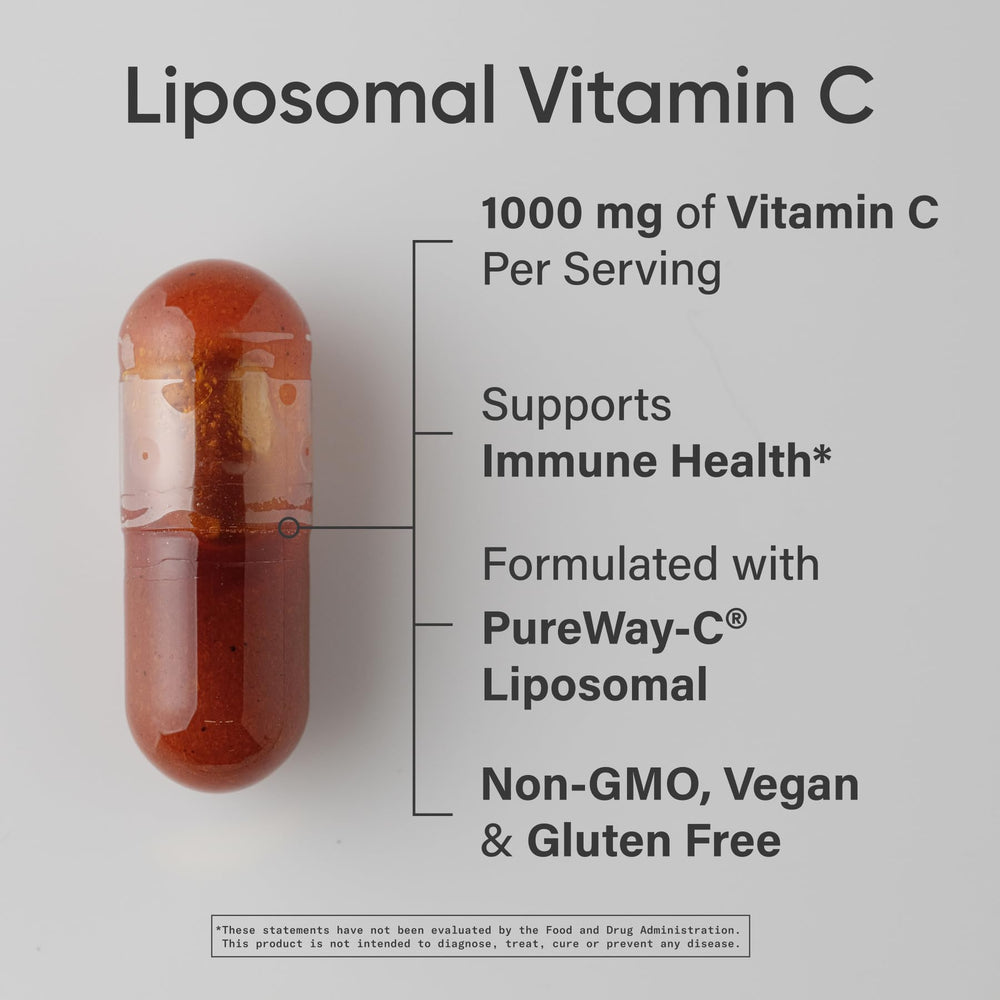 Sports Research Liposomal Vitamin C bottle back label—vegan and gluten-free certifications.